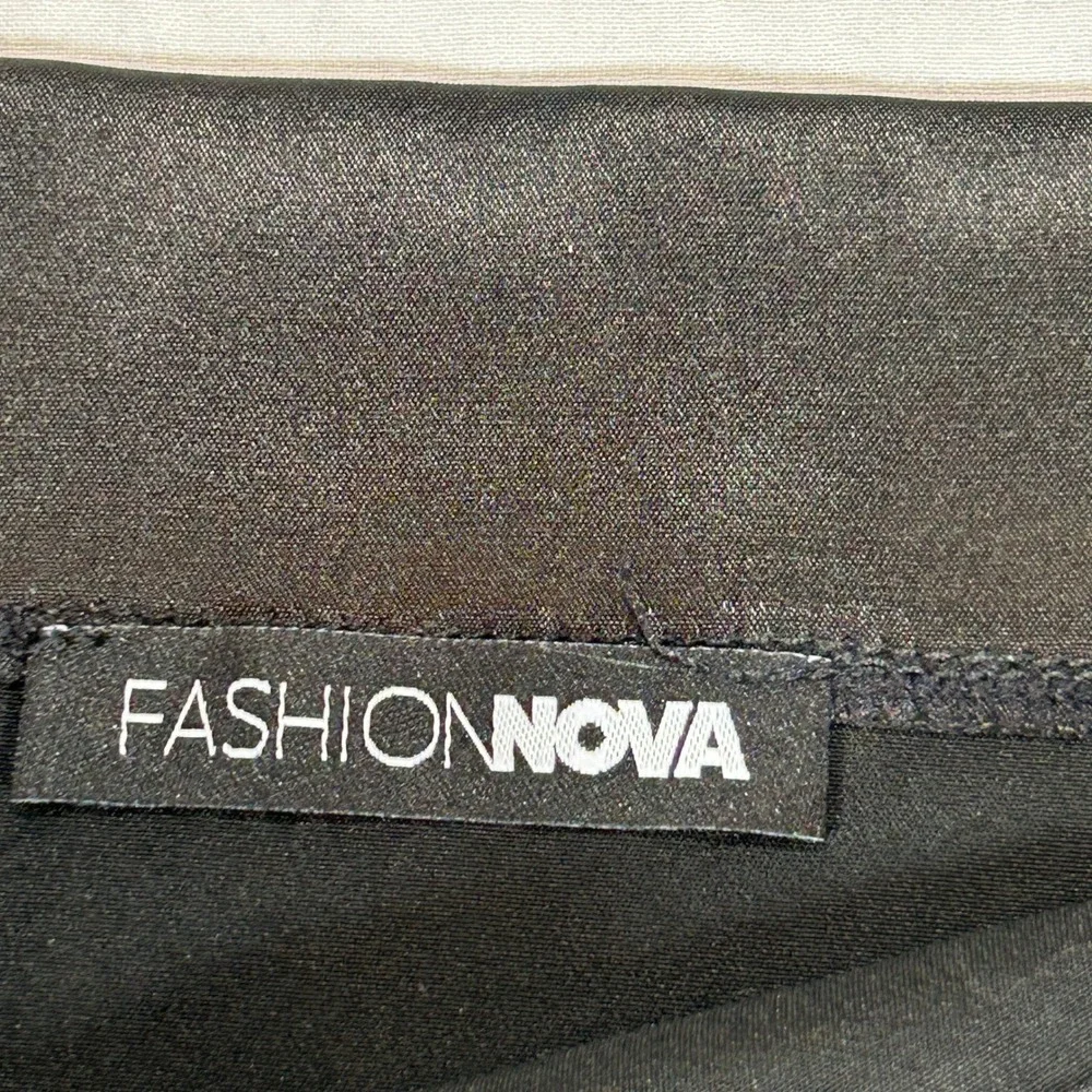 Fashion Nova Black Satin Mini Skirt TSC24627 Small High Waisted Bodycon Sleek
